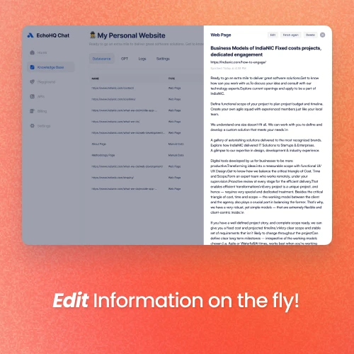 Edit information on the fly